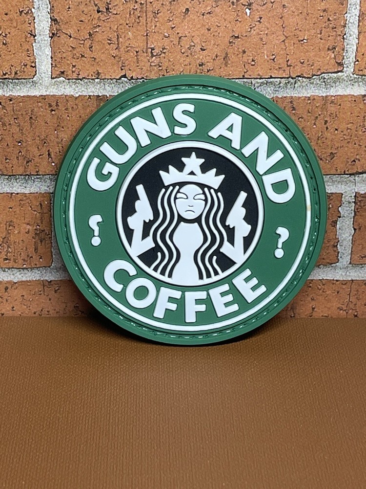 PVC Tactical Patch - Guns and Coffee Morale Gun Patch - Hooked Backed
