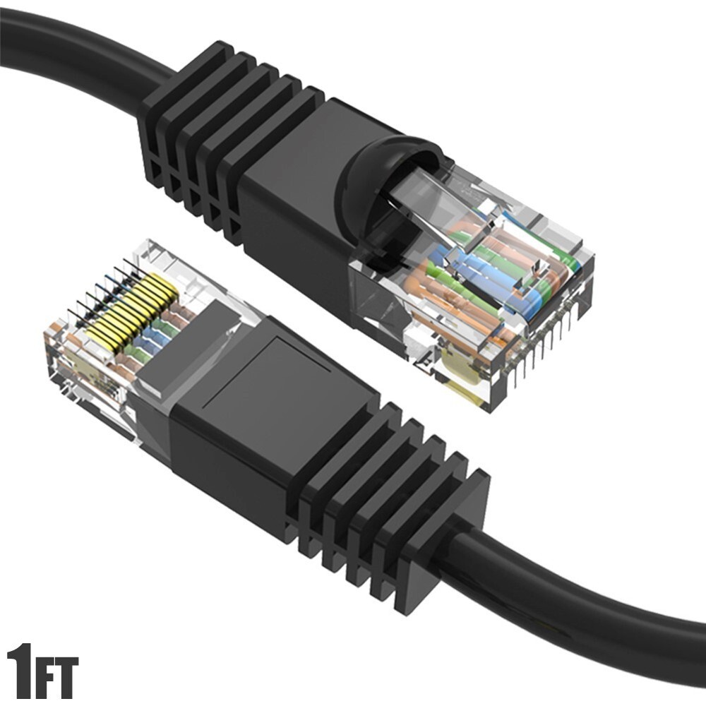 1FT Cat6 RJ45 Ethernet LAN Network UTP Snagless Patch Cable Pure Copper Black