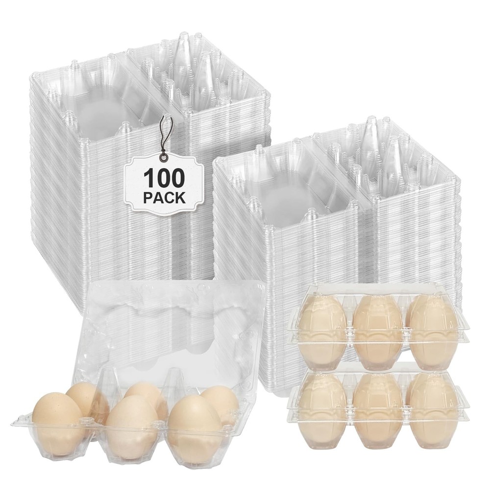 100 Pack Egg Cartons 6 Count - Medium Egg Cartons Cheap Bulk - Half Dozen Egg...