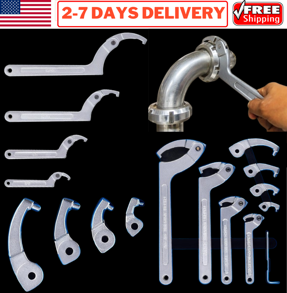 Adjustable Hook Pin Spanner Wrench Tools Set Locking Nut Coilover Hook Wrenches