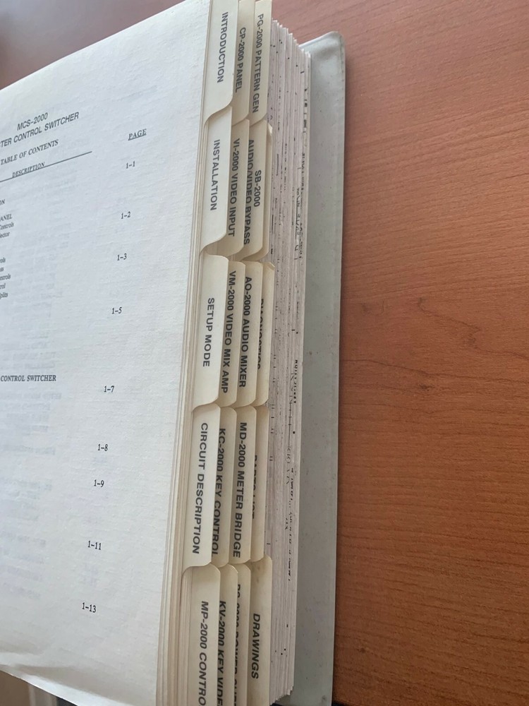 BTS MCS-2000 Master Control Switcher Technical Manual with Schematics & Drawings
