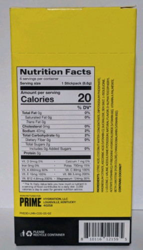 Prime Hydration LEMONADE two 6 stick boxes