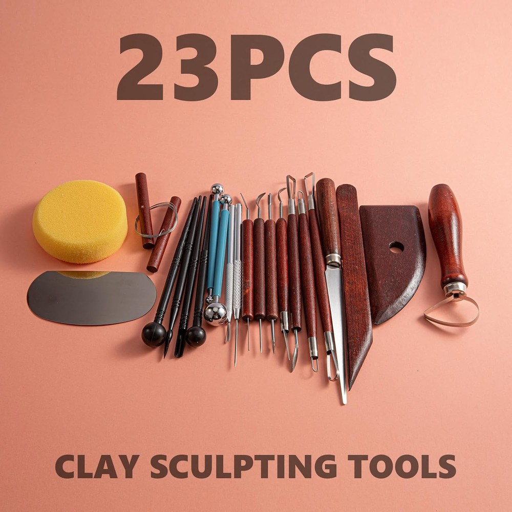 Ceramic Clay Modeling and Pottery Sculpting Tool Kit 23 Piece Set