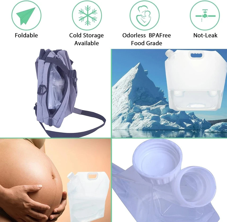 21 Gallons (8 Pcs, 2.6 Gallons Each), Water Storage Containers, Foldable Water B