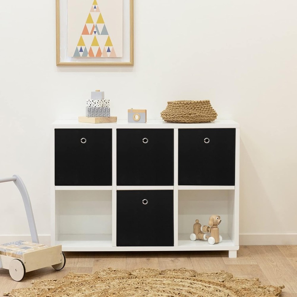 Black Foldable Storage Cubes Bins ,11 Inch Cloth Cube 3 Pack,