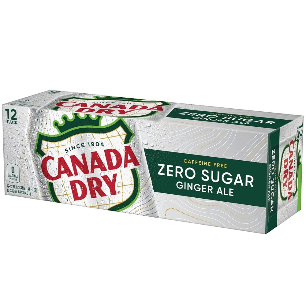 Zero Sugar Ginger Ale Soda, 12 fl oz cans, 12 pack
