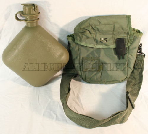 USGI Military 2QT Collapsible Water Canteen with 2 Quart Pouch Cover & Sling VG
