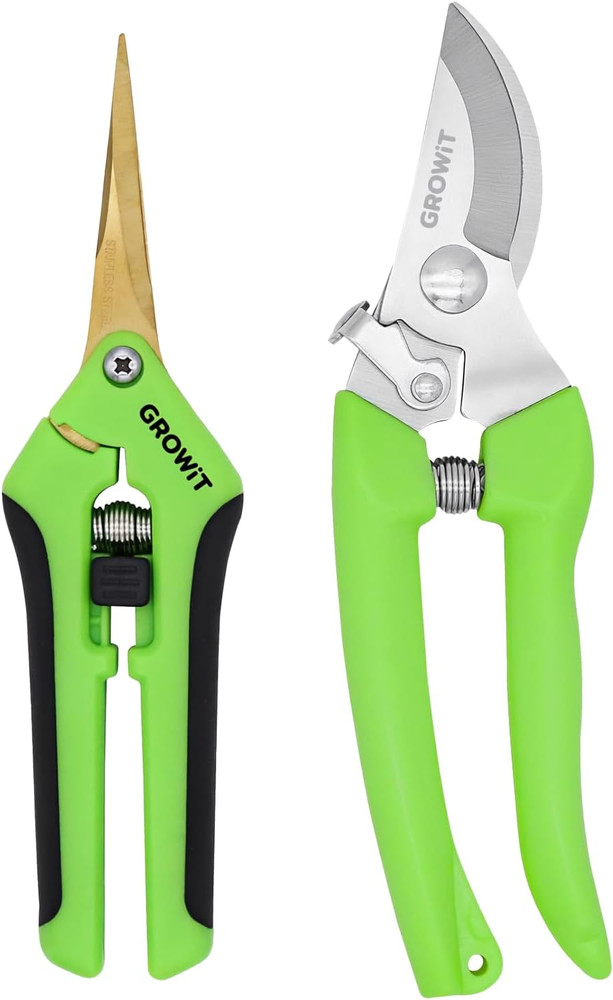 7" Pruning Shears & Gardening Scissors Set, Titanium Coated Sharp Garden Clipper