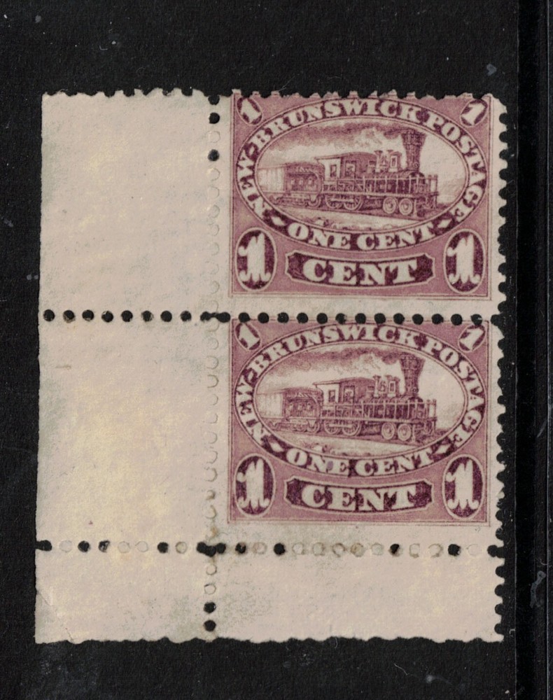 New Brunswick #6 Mint Fine Never Hinged Margin Pair