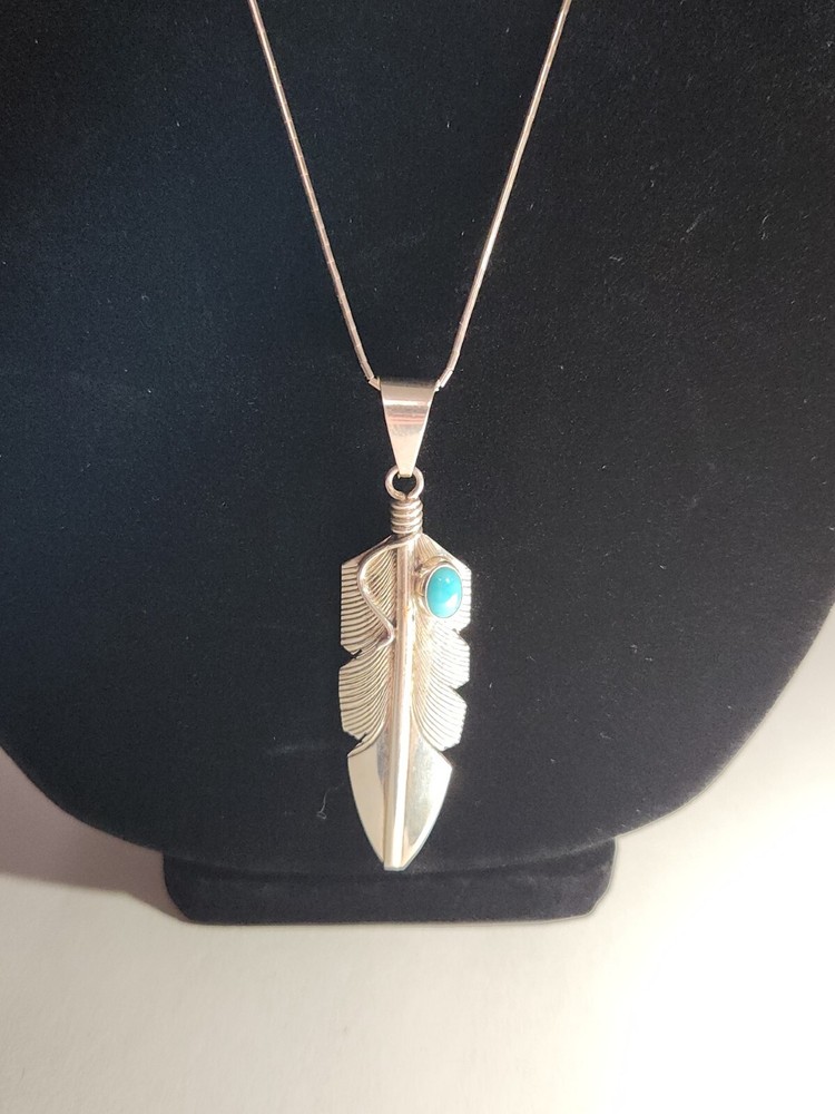 Cc Engraved Native American Feather Necklace