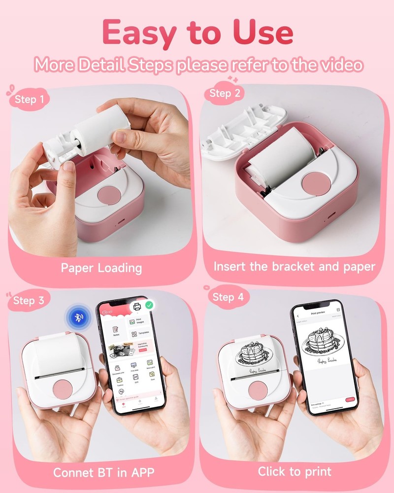 Itari Mini Printer - Q02 Sticker Printer Machine with 1 Rolls Paper,Bluetooth...