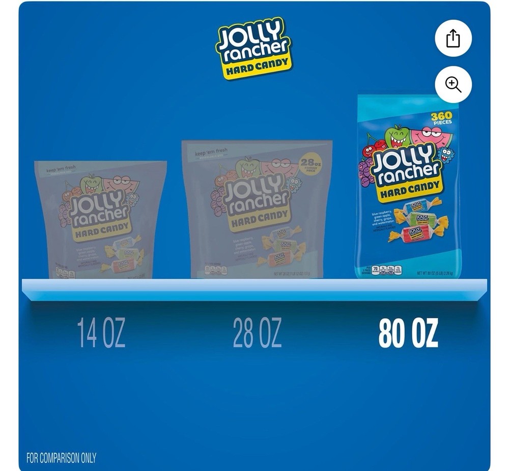 Jolly Rancher Assorted Fruit Flavored Hard Candy Bulk Bag, 5 Lb