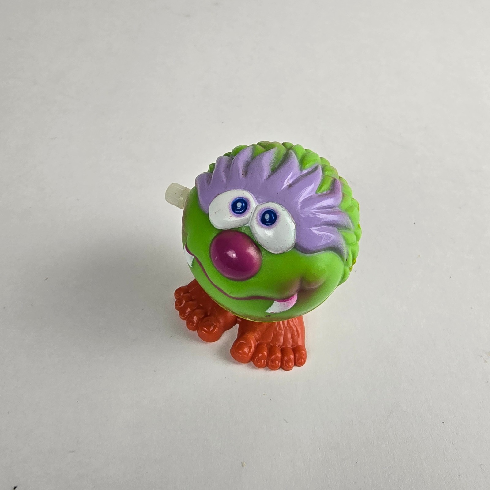 SOMA Monster Ball Wind-Up Jumping Toy Walker Working Fangs Fur Red Nose 80s VTG