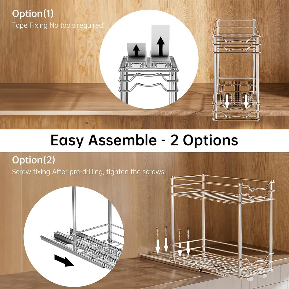 Pull Out Spice Rack Organizer for inside Cabinet, 2 Tier Slide Out Spice Orga...