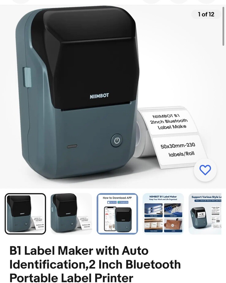 NIMBOT B1 Label Maker with Auto Identification,2 Inch Bluetooth Portable Label