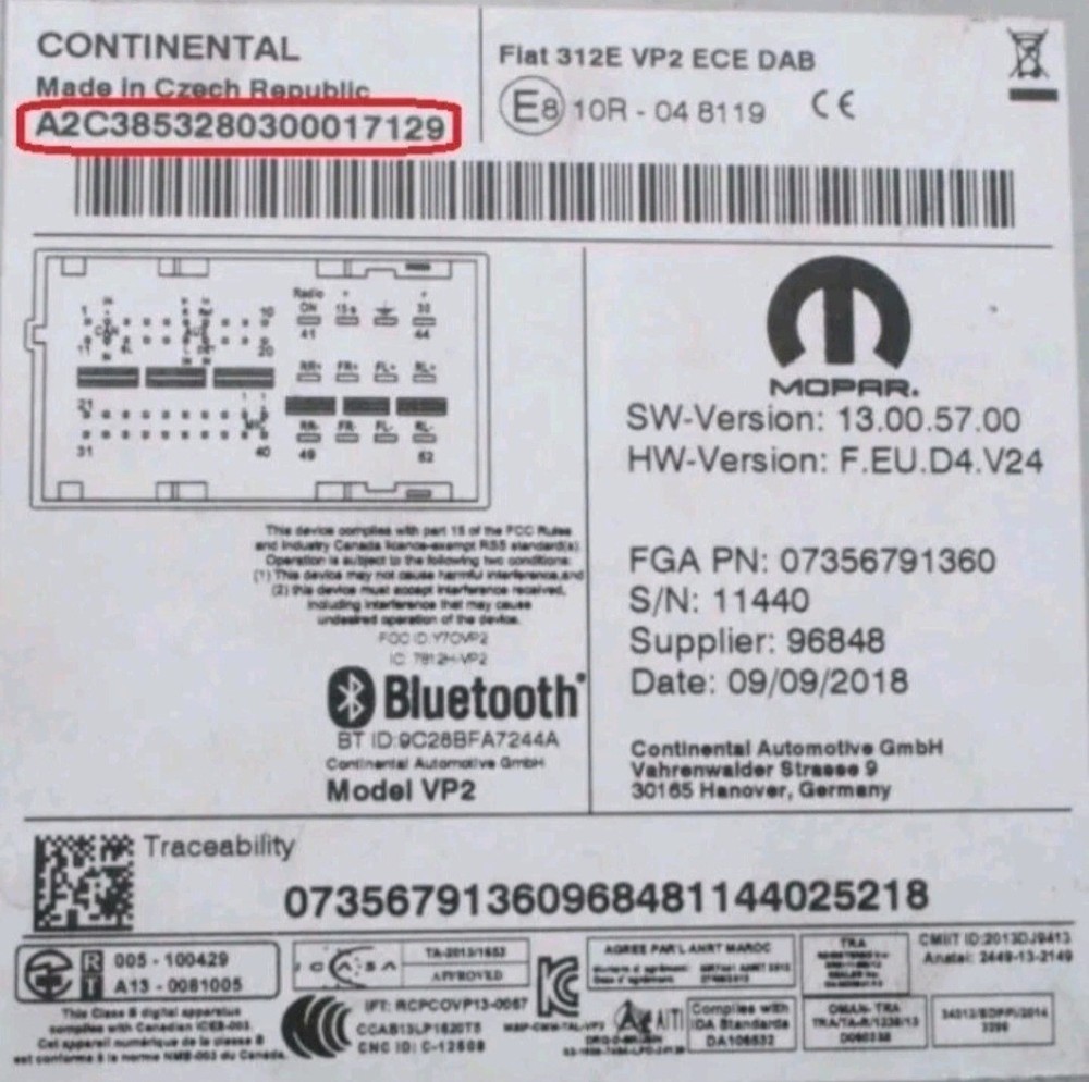 ✅ Chrysler Radio Code Unlock | T00AM T00 T00QN | Serial Based | Fast