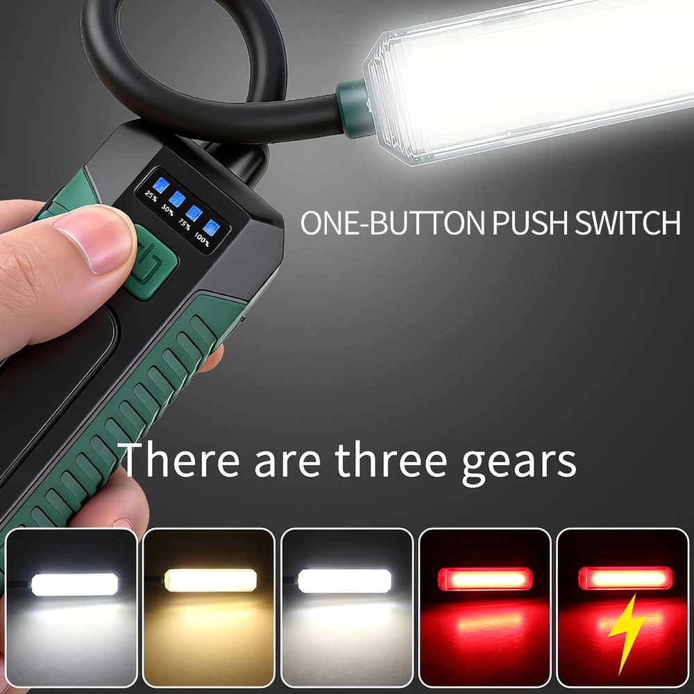 LED Work Light with Flexible Gooseneck Rechargeable Flashlight for Repairs