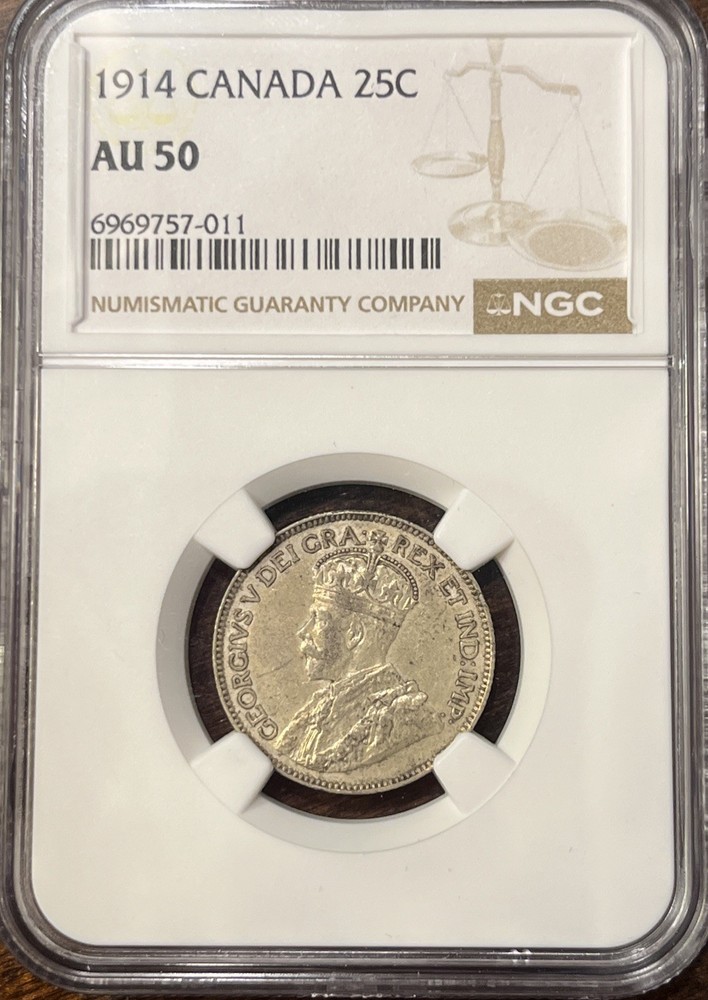 1914 25 Cents Canada AU 50
