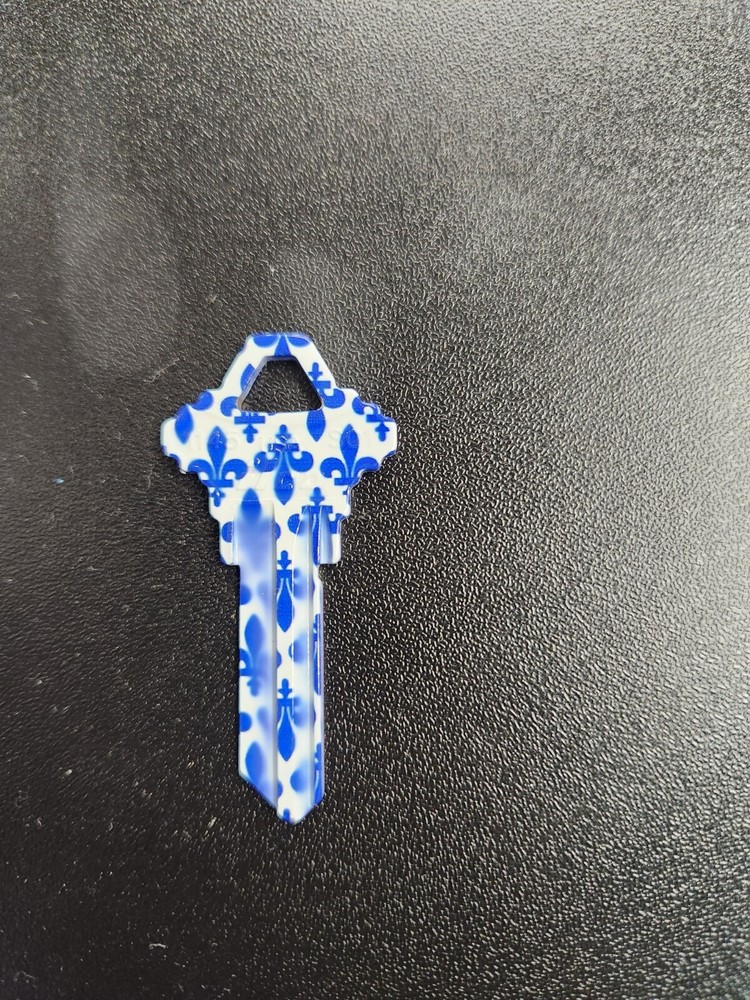BLUE FLEUR DE LIS PRINTED SCHLAGE SC1 KEYBLANK - READ DETAILS BELOW