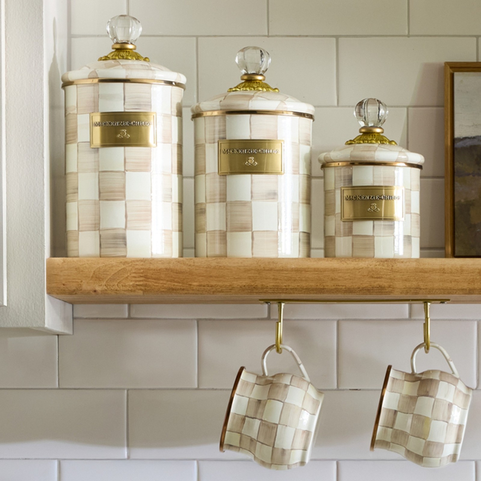 MacKenzie-Childs Mocha Check Canister, Large