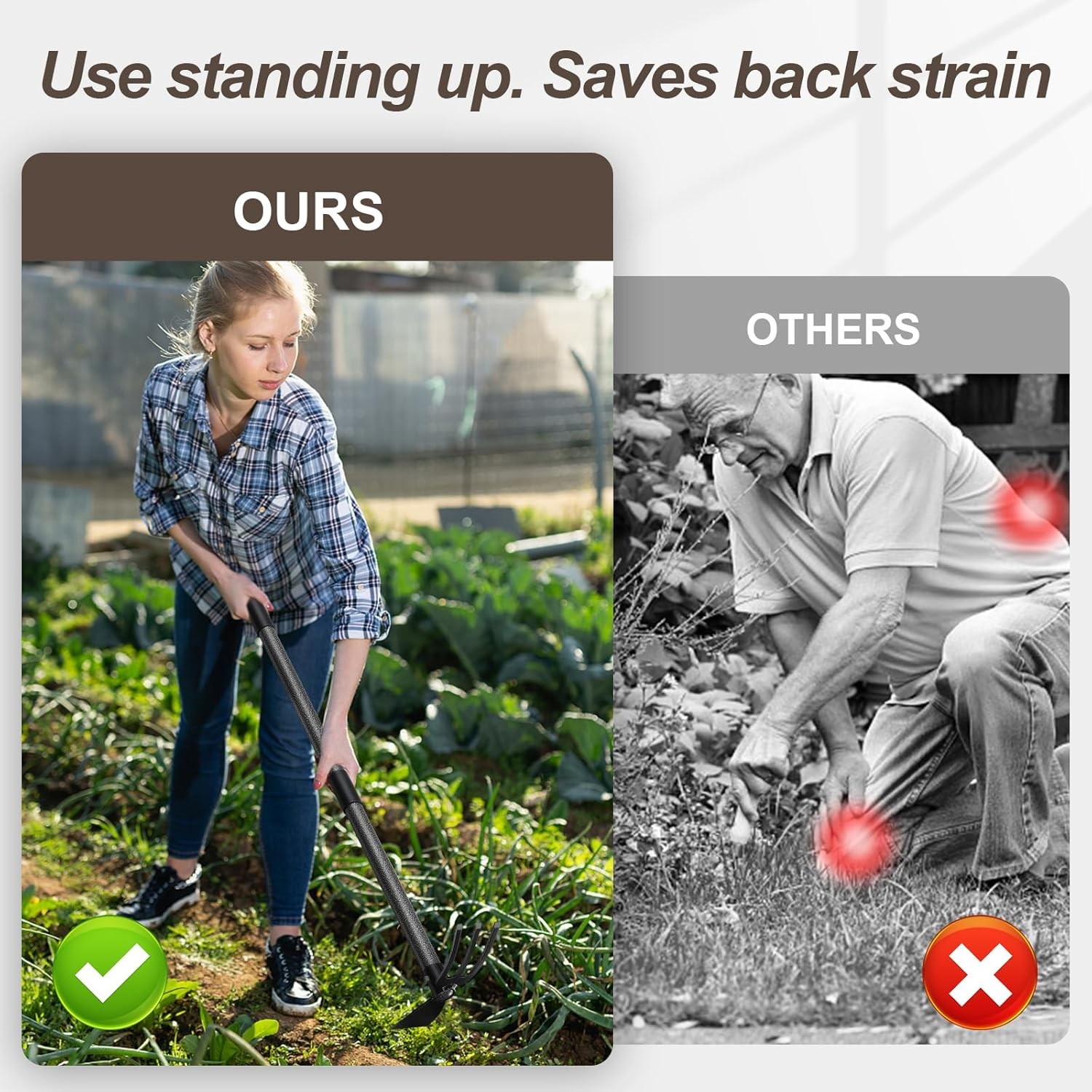 45-inch garden hoe with long handle for weeding and gardening