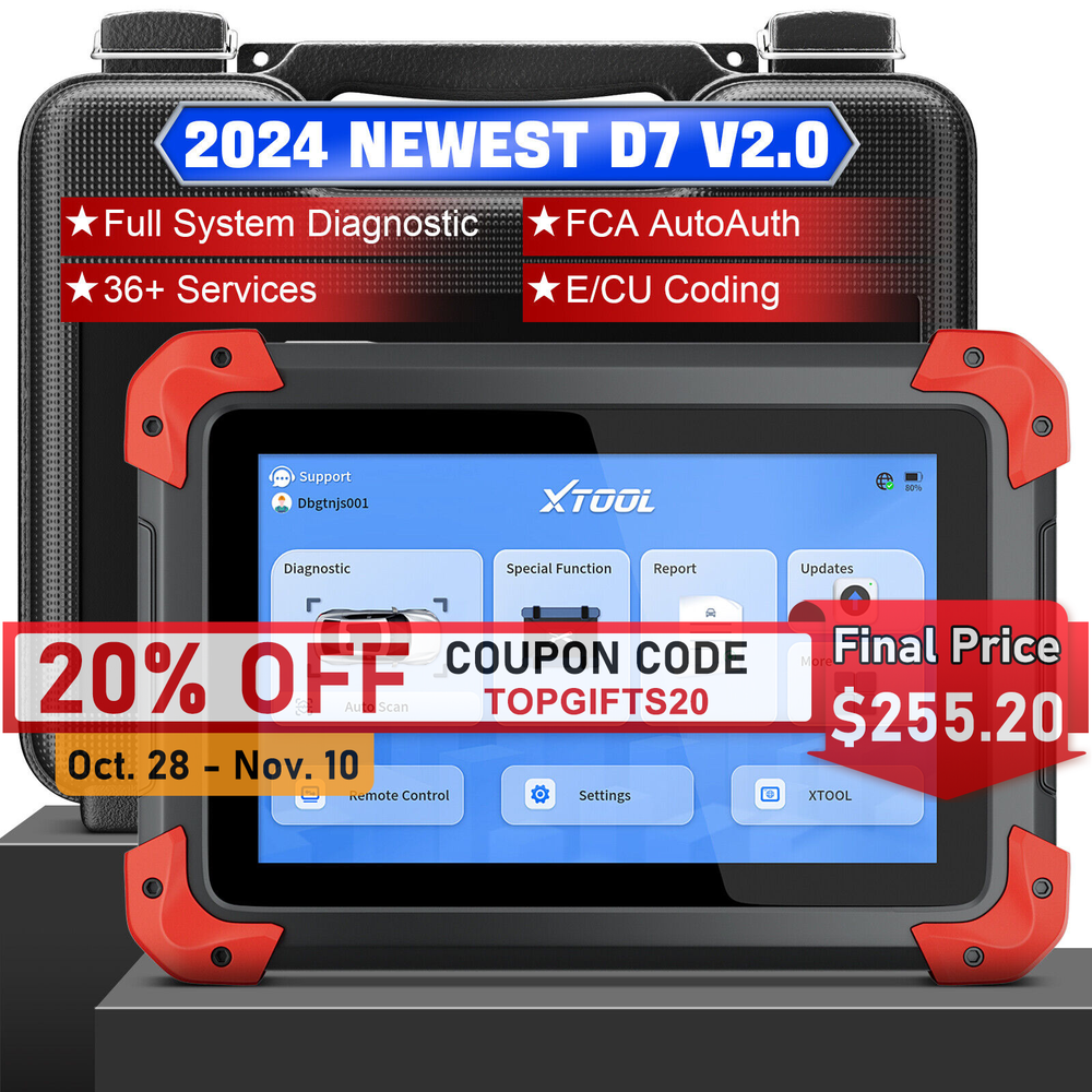 XTOOL D7 Bidirectional OBD2 Full System Scanner 2024 V2.0 With FCA Autoauth