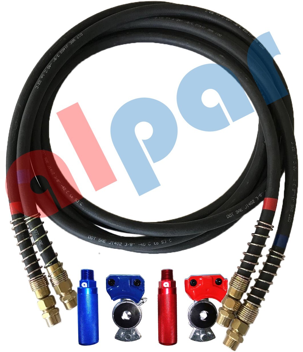 Rubber Air Line Set 12' w/Red & Blue handles and Gladhands Ref:11-8112