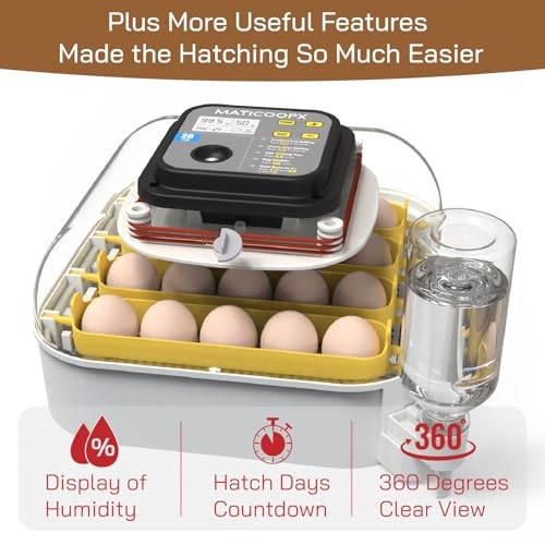20 Egg Incubator with Humidity Display, Egg Candler, Automatic Egg Turner,