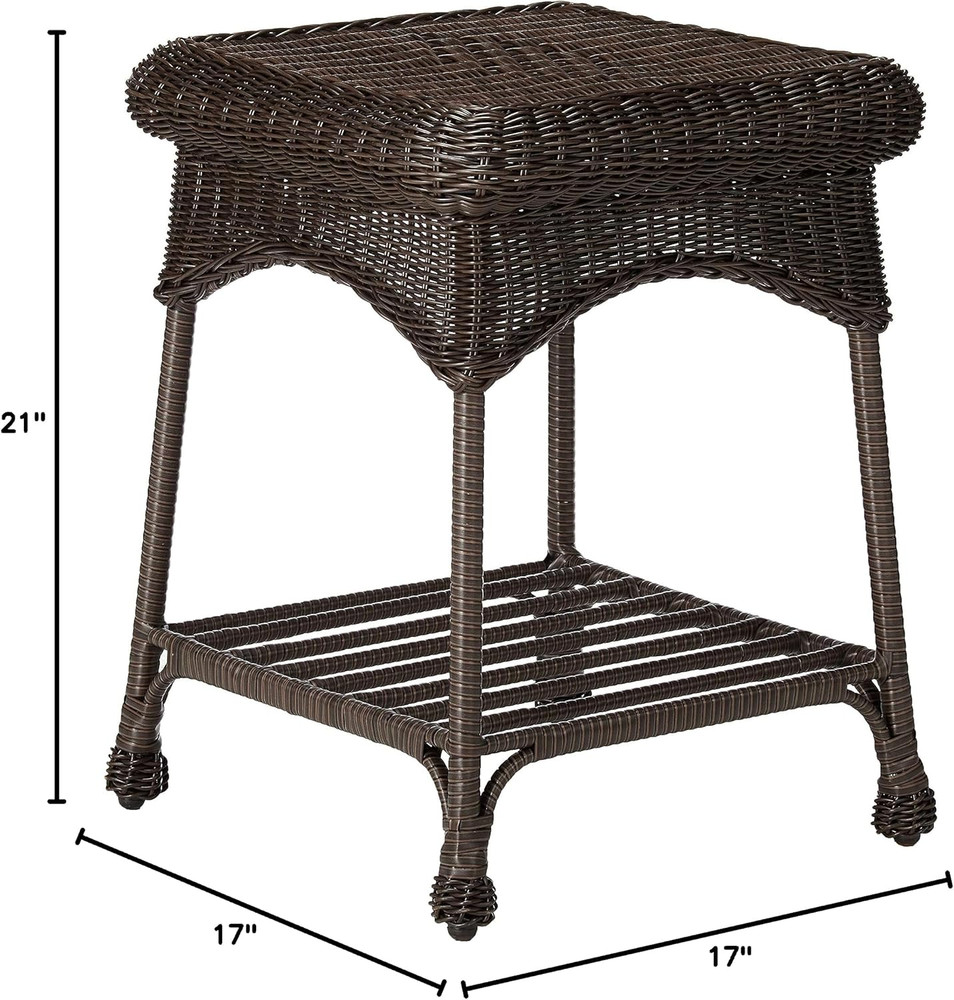 Outdoor Espresso Wicker End Table