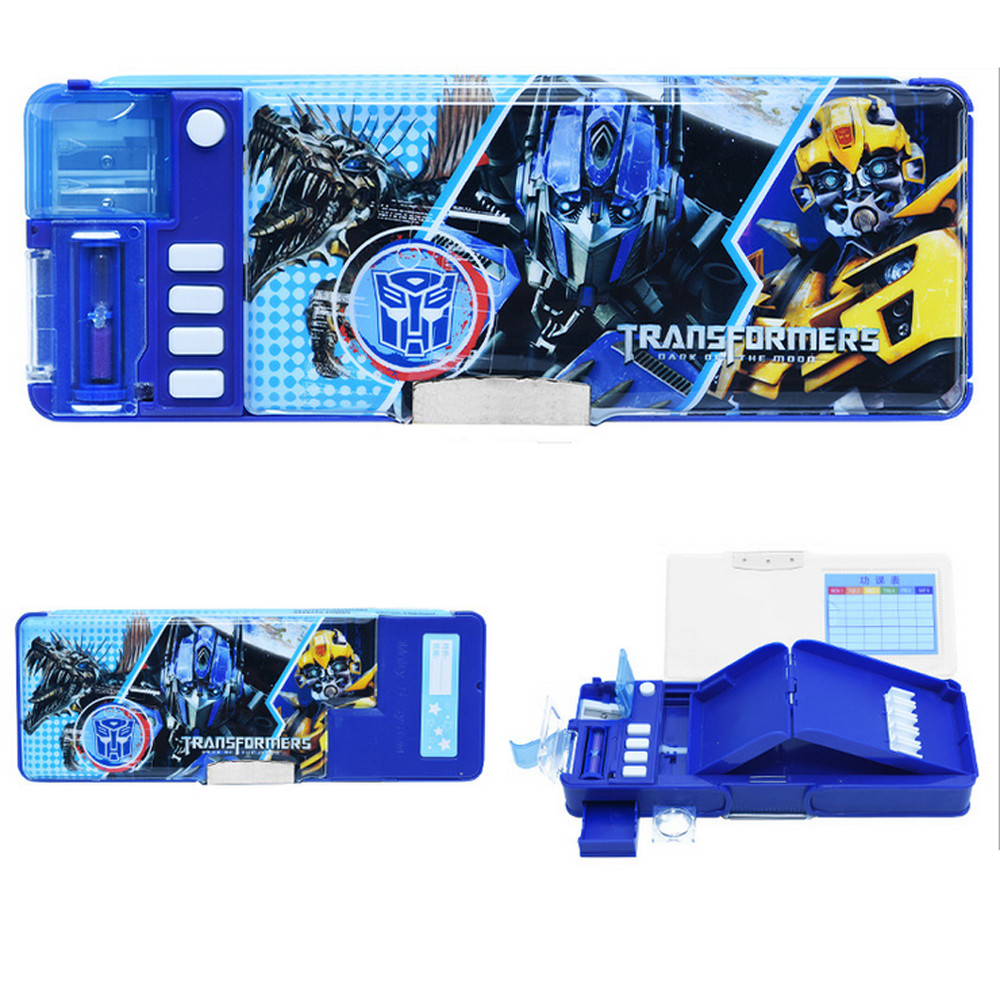 Multi-function Boy'S Pencil Box School Pencil Pen Box Transformers Bumblebee