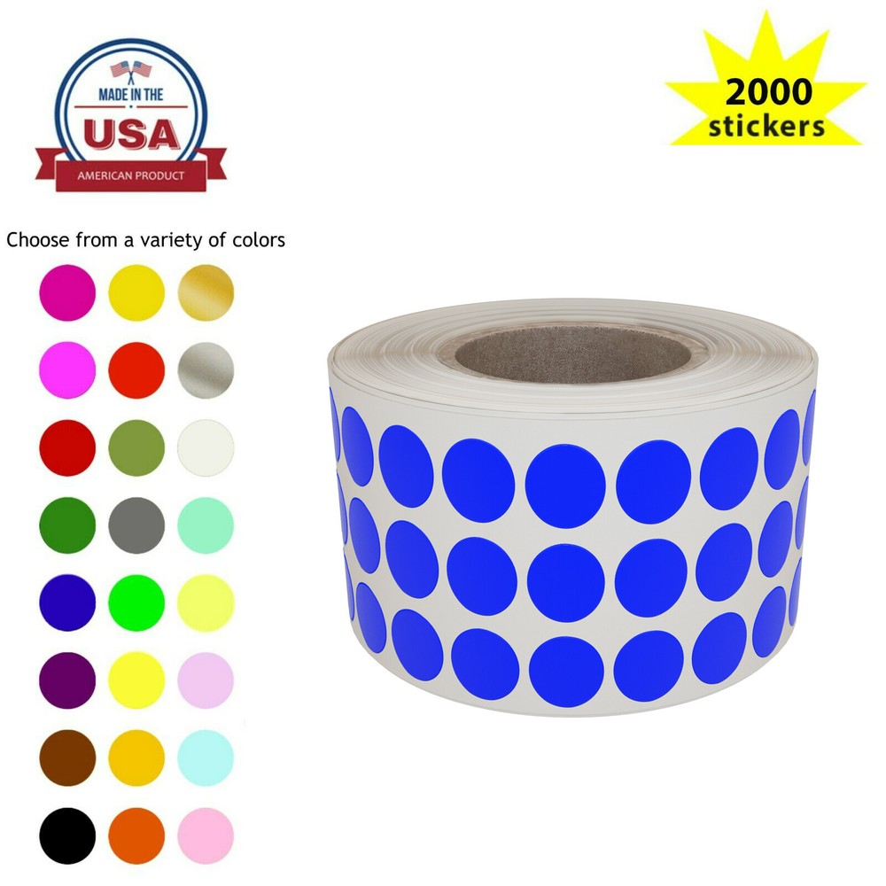 Color Coding Round Stickers Circle Labels 1/4" inch 8mm 2k Dots Pack Multicolor