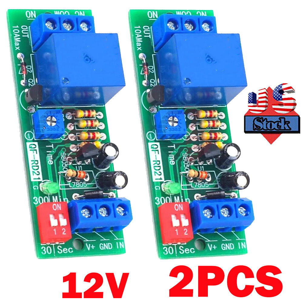 2x DC12V Adjustable Time Delay Timing Timer Relay Switch Turn ON/OFF Modules USA