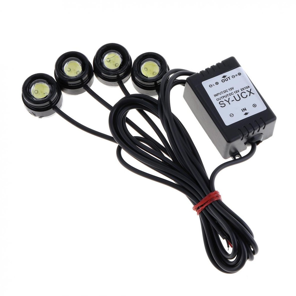 4 in1 White LED Car SUV Eagle Eye Strobe Flash Warning Grille Light with Remote