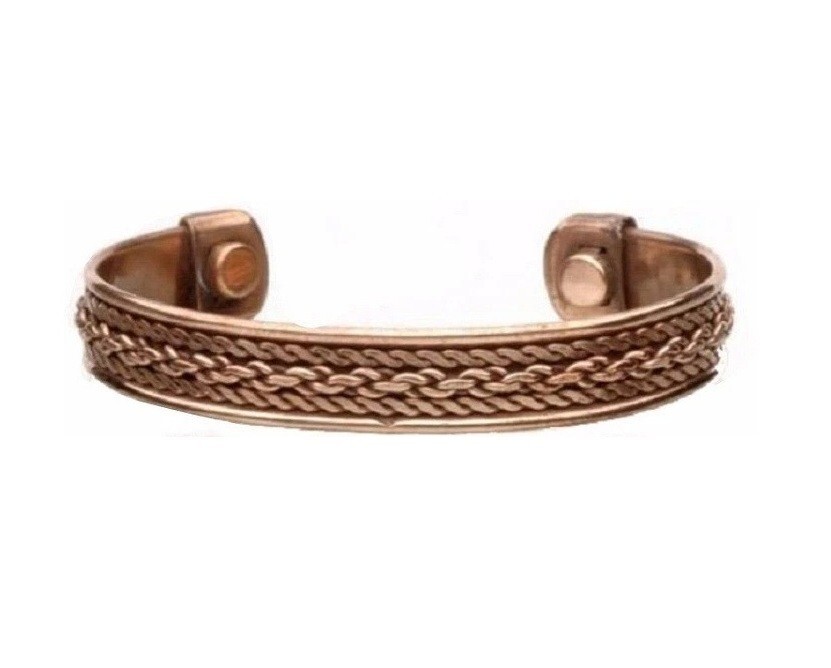 2 Pack Pure Copper Magnetic Bracelet Cuff Twist Chain New
