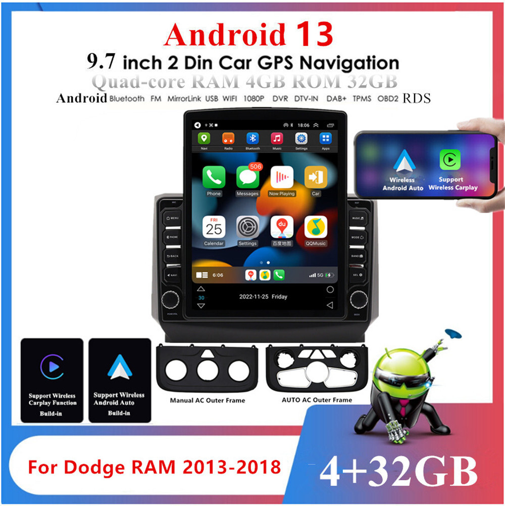 Car Stereo Radio For Apple Carplay Fit For Dodge RAM 1500 2500 2013-2019 GPS BT