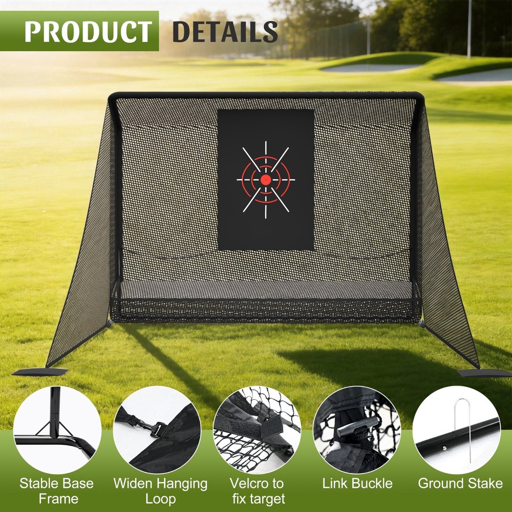 10'x6.5' Golf Practice Net Portable Hitting Net Auto Ball Return Enclosure