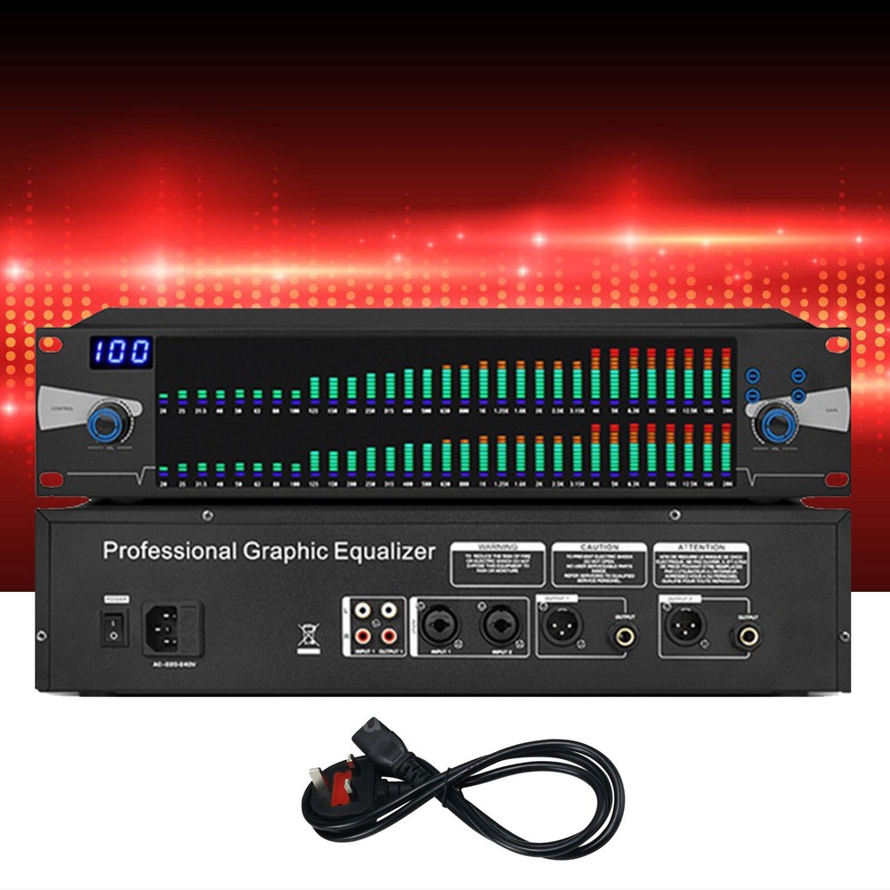 Professional Graphics Equalizer Audio Processor Dual 31-Band Spectrum Display Bg