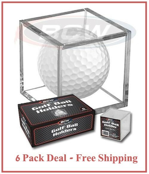 6 BCW Golf Ball Display Cases Clear Plastic 2 Part Cube Square Holder Autograph