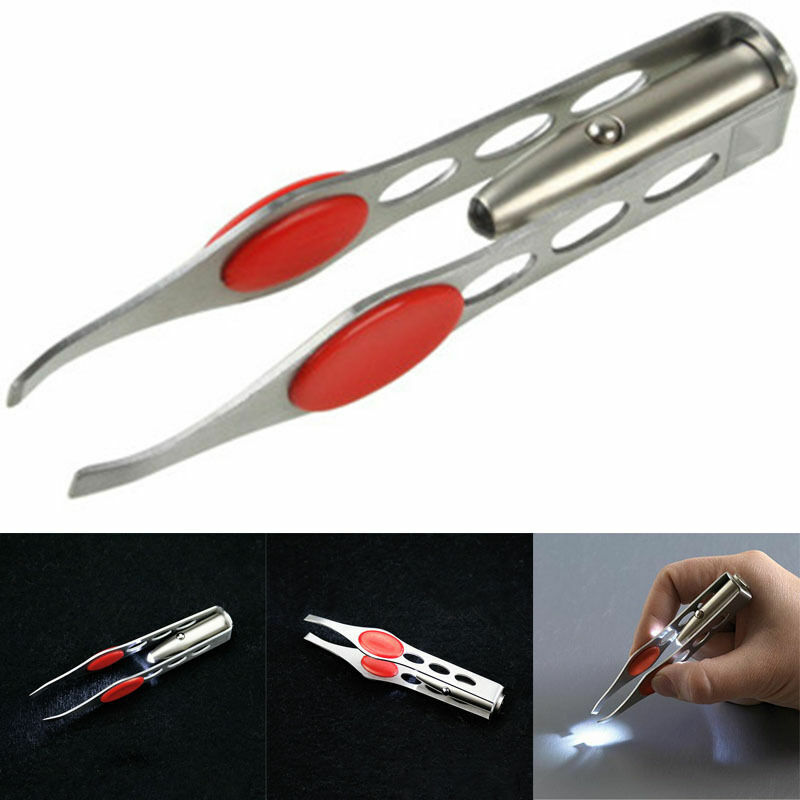 Portable Tweezer With LED Light Hair Removal Eyebrow Beauty Make Up Tools