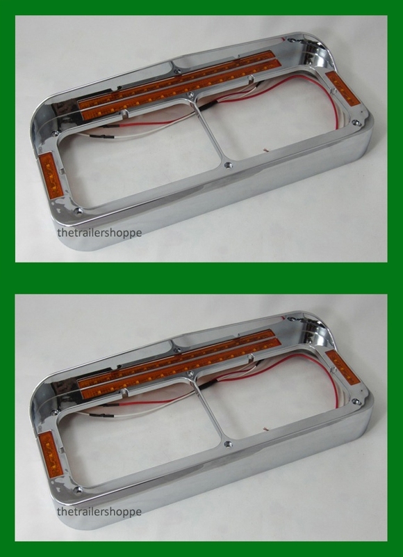 Headlight Bezel Visor Dual Light LED Peterbilt Freightliner Kenworth -1 Set