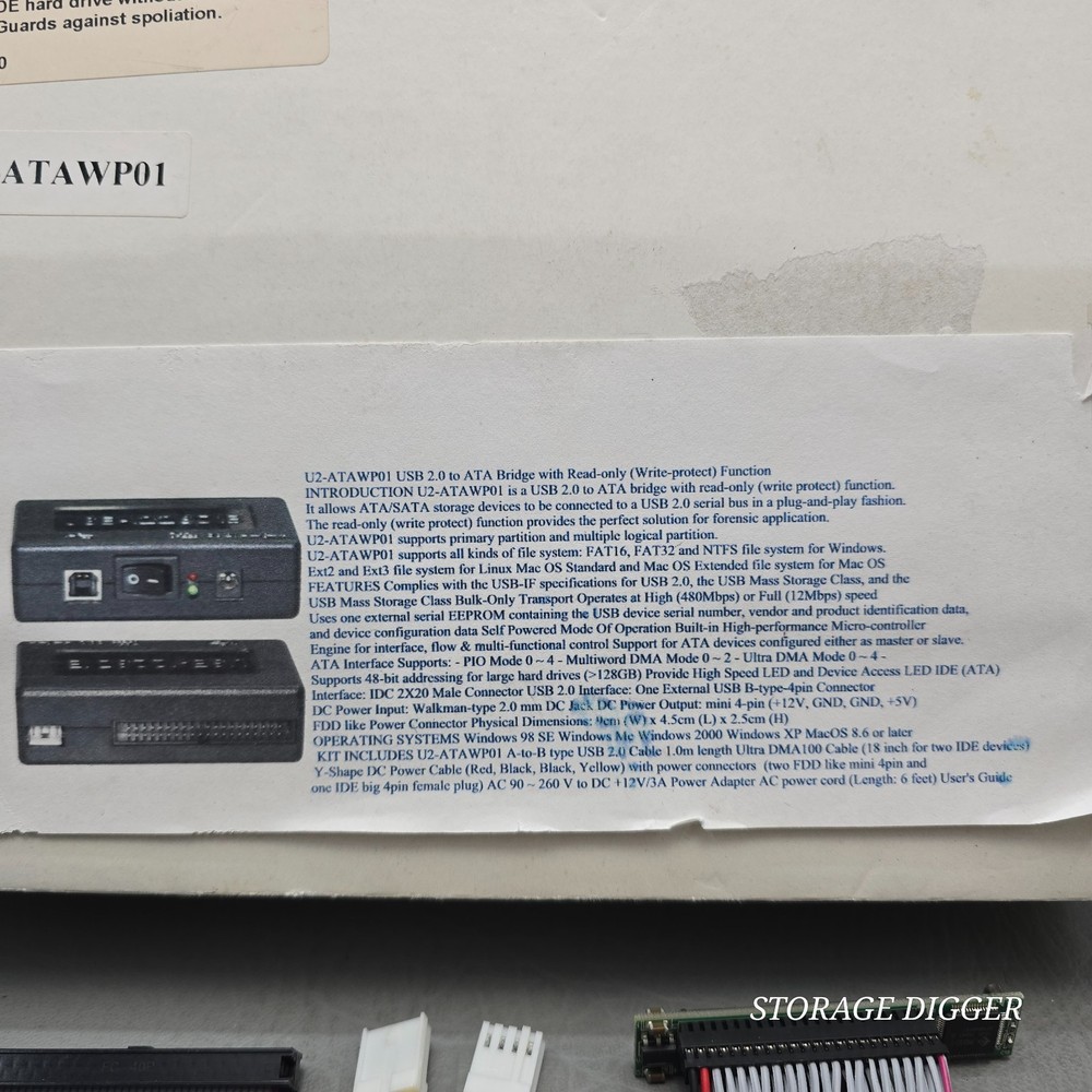 Vintage Forensic Hard Drive Write Blocker U2-ATAWP01, Connected USB2.0, Boxed