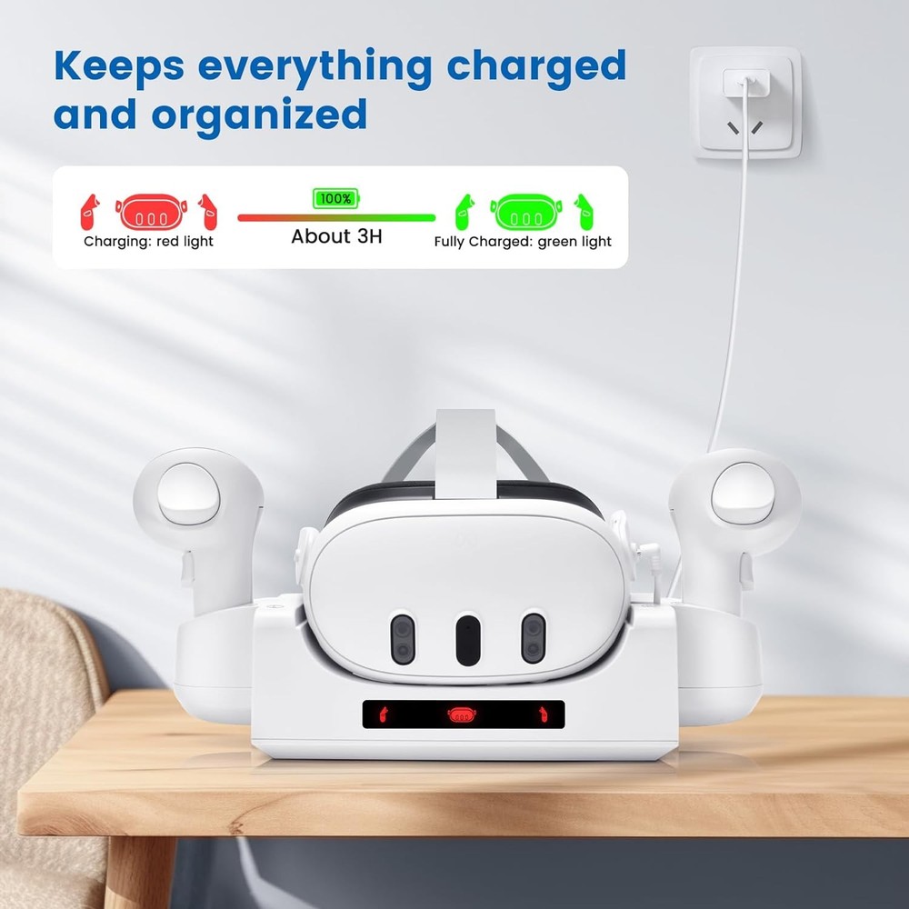 VR Charging Station Charger for Oculus/Meta Quest 3 Controller Storage Dock