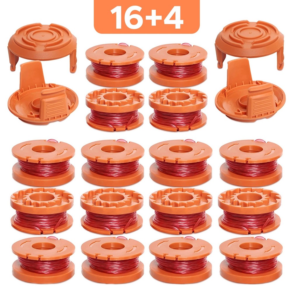 16Pcs+4Cap Trimmer String Compatible with Worx Weed Eater, Autofeed Replaceme
