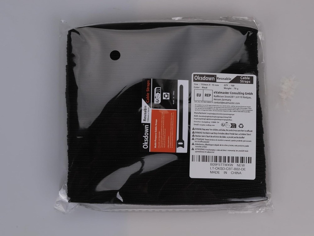 100 Pcs Reusable Cable Ties 6 Inch Black Straps Adjustable Hook 100PCS,
