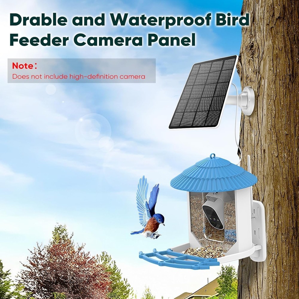Durable 3W Solar Panel with Type-C Compatibility - Easy Install for Bird Feeders