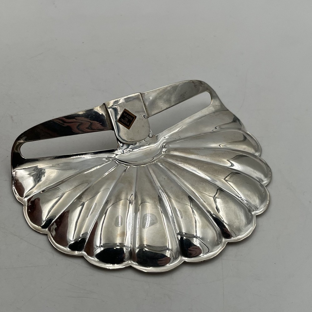 Vintage Silver Plated Shell Trinket Dish 4.” Vanity Tray, Coastal Jewelry Holder