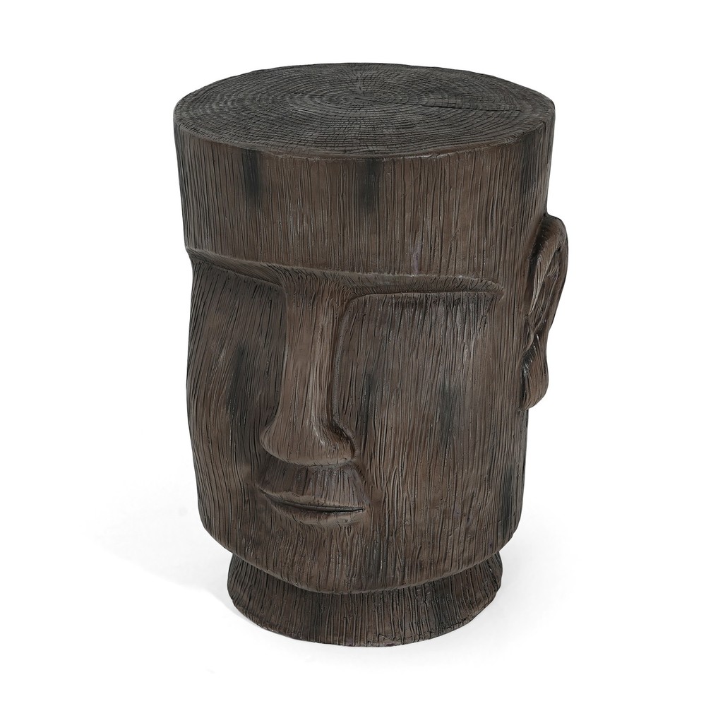 Outdoor Side Table,Easter Island Statue Pedestal End Table Stool