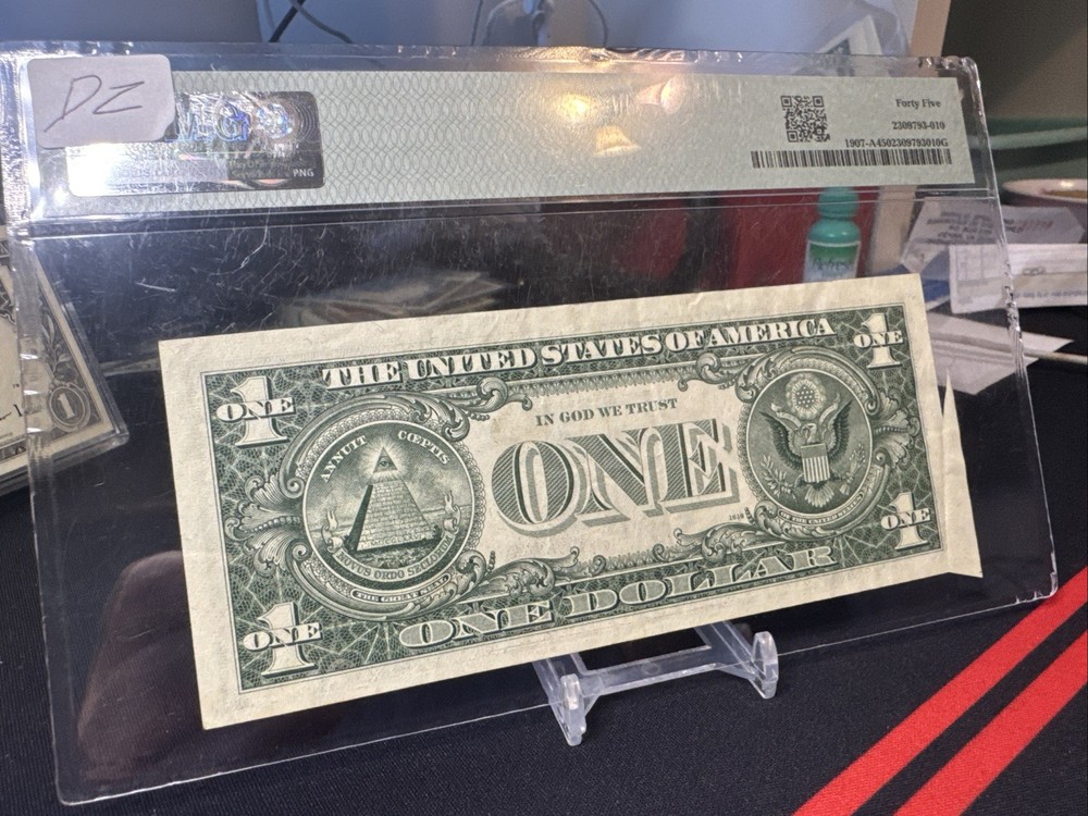 $1 Federal Reserve Bank Note - 1969D - Error Note - PMG 45 - Cutting Error