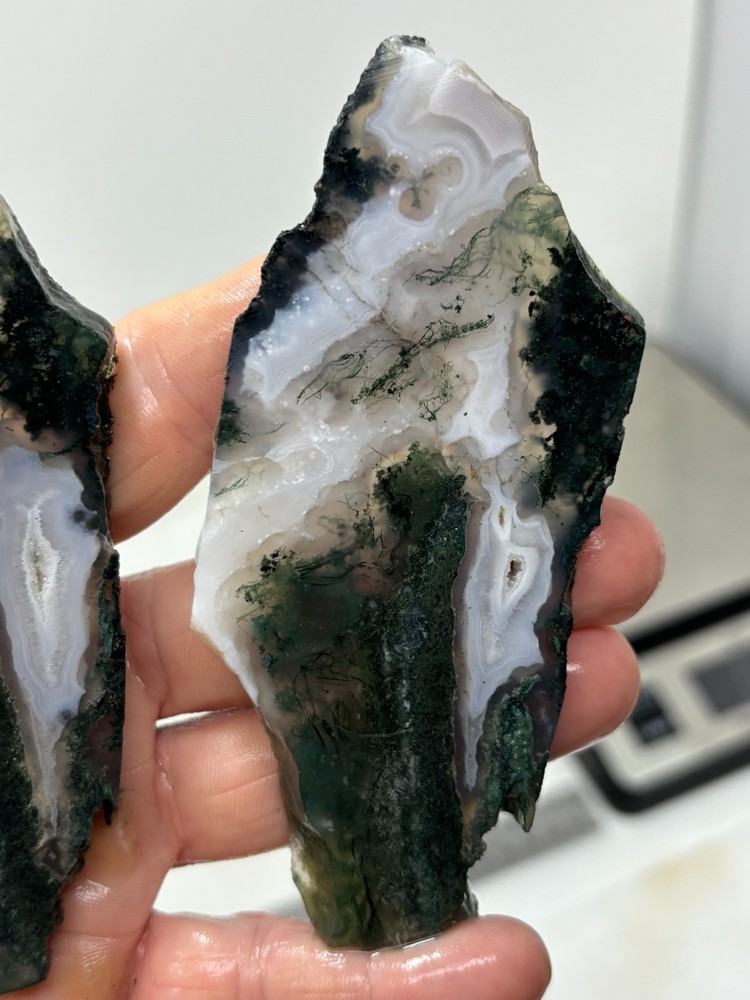 Semi-translucent Moss Agate Slabs Cabbing Lapidary Combo Ship Avail