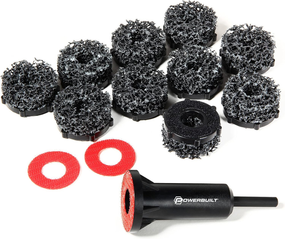 Powerbuilt Brake Rotor Resurfacing Kit 13 Pc Drill Attachment Rust Cleaner